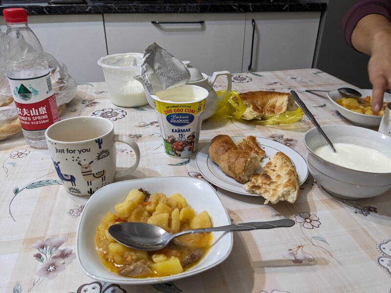 Celebrating my arrival at Osh with a home-cooked Kyrgyz dinner at 3AM