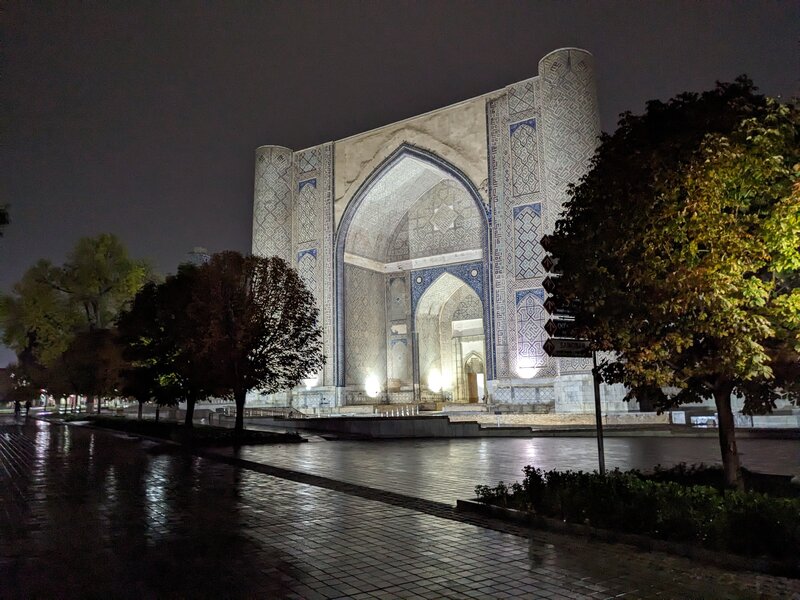 All the pretty buildings were drenched in rain and carefully illuminated by artificial lights.